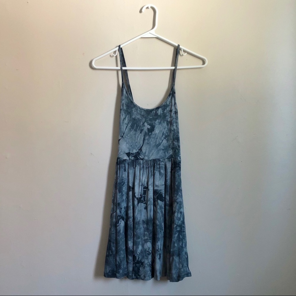 Blue Tie Dye Pattern UK2LA Mini Dress with Adjustable Straps